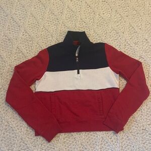 Hollister Quarter Zip Long Sleeve - Red, White, and Blue